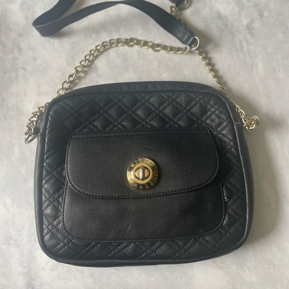 Black Steve Madden leather Crossbody with gold accent